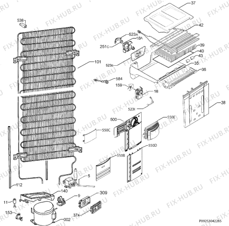 Взрыв-схема холодильника Zanussi ZRB934TW - Схема узла Cooling system 017